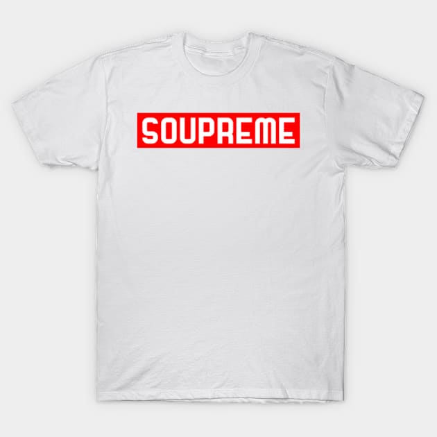 Soupreme White color On Red Rectangular T-Shirt by Whimsical_Wellness